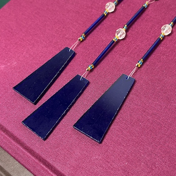 Artisan Made Clear North Star w Blue Glass Panels Beaded Wind Chime Sun Catcher - Picture 2 of 4